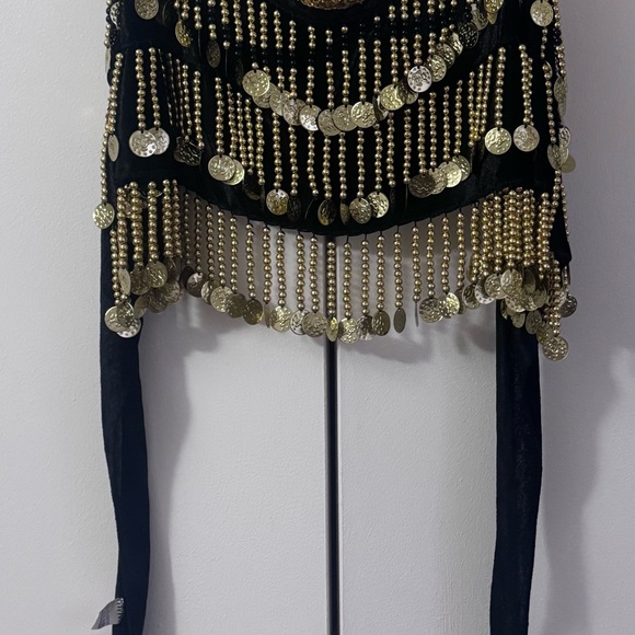 Belly Dance Hip Scarf Skirt |  Black | Gold Coin | Wrap | Festival | Rave - Picture 2 of 7